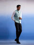 Vastramay Men's Mint Green Ethnic Motif Printed Nehru jacket